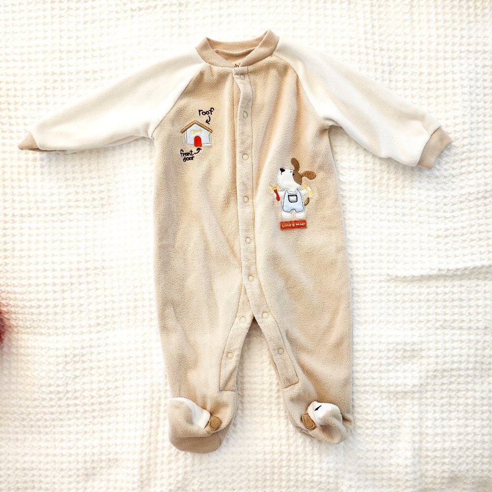 Carter's jammies size 6-9M, puppy dog embellishments fleece-like fabric